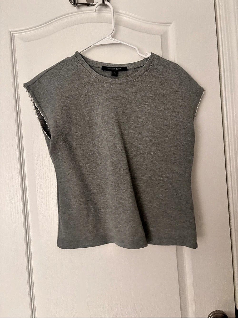 Marc New York Embellished Muscle Tee in Gray Size M Like New